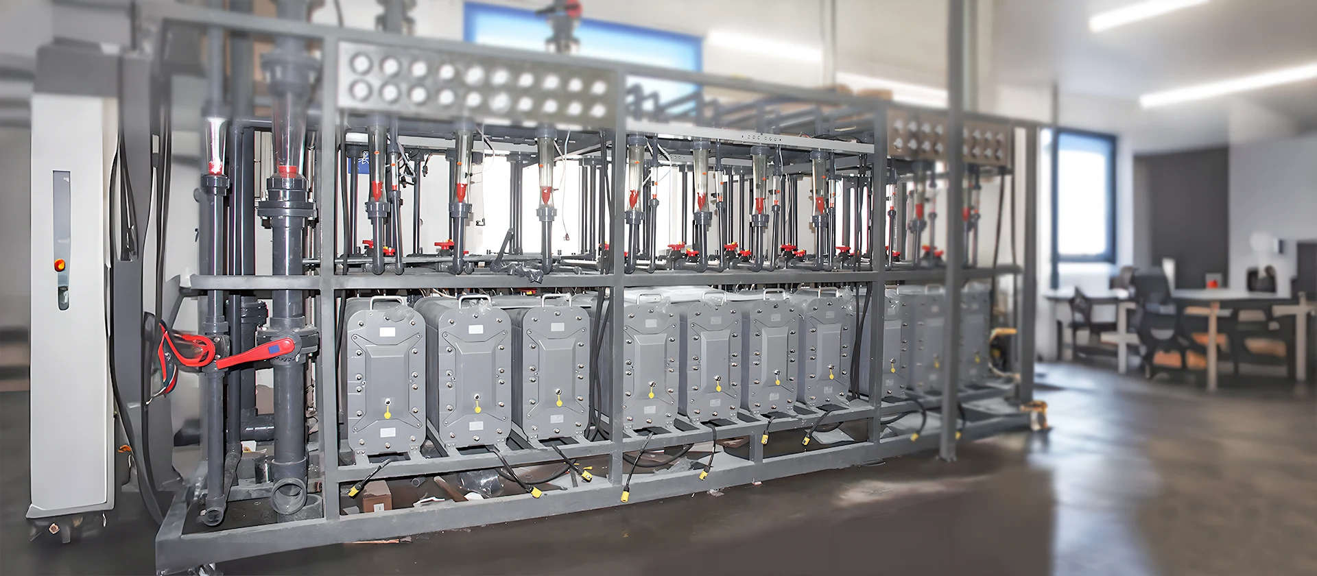 Skid-mounted equipment with multiple EDI modules installed.